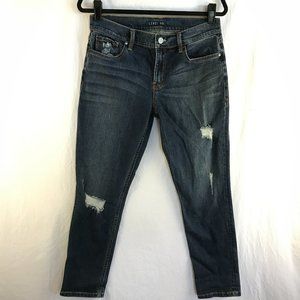 Level 99 Piper Jeans Women Size 27 Blue Denim Distressed Mid Rise Dark Wash